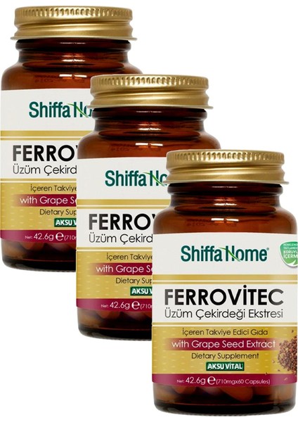 Shiffa Home - 3 Adet Aksuvital Ferrovitec 710 mg 60 Kapsül