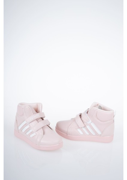 Pudra Yanı Beyaz Şeritli Cırtlı Bot