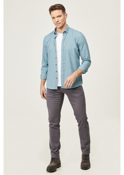 Erkek Antrasit Slim Fit Dar Kesim Pamuklu Esnek Chino Pantolon