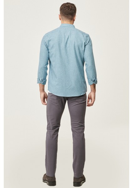 Erkek Antrasit Slim Fit Dar Kesim Pamuklu Esnek Chino Pantolon