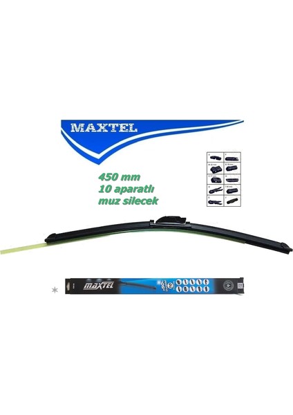 450mm Muz Tipi Silecek Süpürgesi - Maxtel - 10 Aparatlı - 45cm - 18" fiyatları