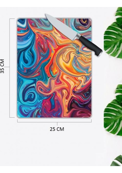 Pi Dekorasyon Renkli Desen Cam Kesme Tablası