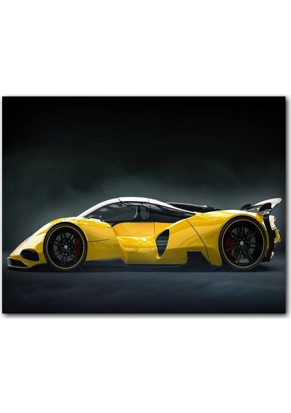 Ahşap Tablo Sarı Lamborghini Yan Görünüş