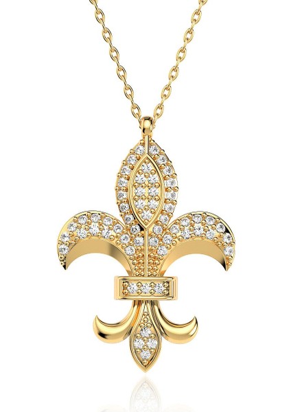 Beyaz Taşlı Zambak Altın Kaplama Gümüş Kolye