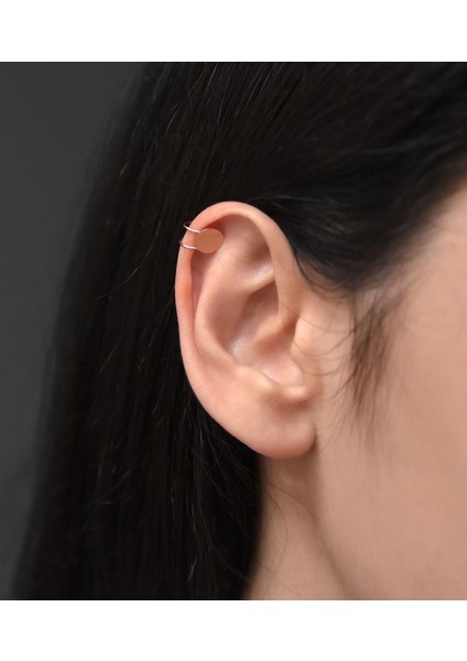 925 Ayar Gümüş Rose Altın Kaplama Yuvarlak Kıkırdak Küpe