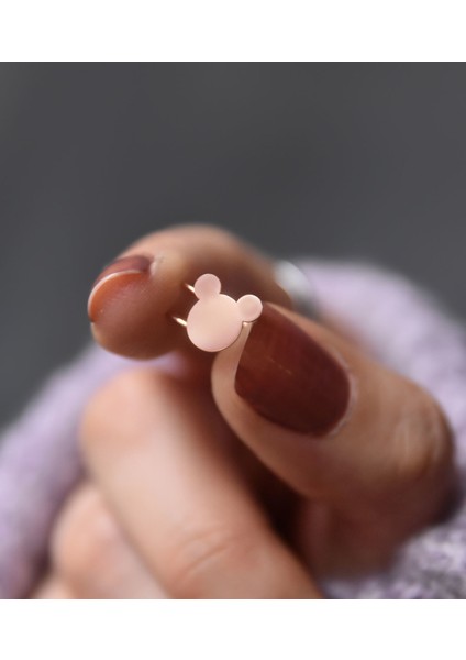 925 Ayar Gümüş Rose Altın Kaplama Mickey Mause Kıkırdak Küpe fiyatları
