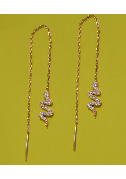 925 Ayar Gümüş Rose Altın Kaplama Yılan Zincir Küpe Çift fiyatları