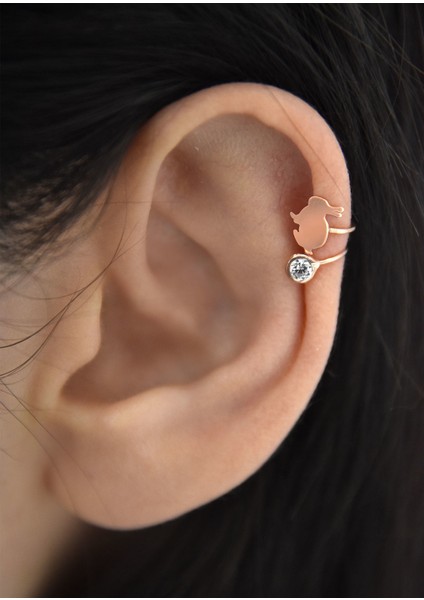 925 Ayar Gümüş Rose Kaplama Tavşan Kıkırdak Küpe