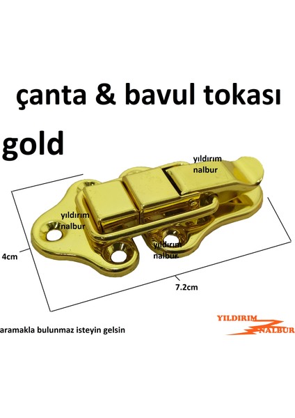 2 'li Çanta Tokası Altın Gold Sarı Renk Büyük Bavul Kilidi Dolap Kilidi Kutu Kilidi Mandallı Kilit