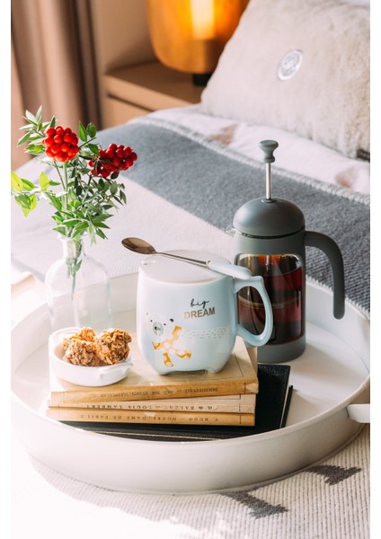 Dream Bear Kaşıklı Seramik Kupa Bardağı