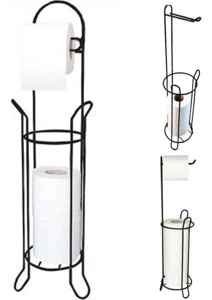 Ayaklı Yedek Hazneli Tuvalet Kağıtlık Mat Siyah fiyatları