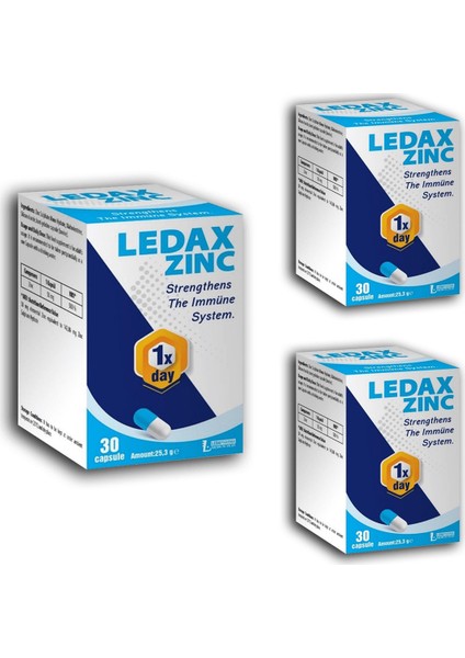 Ledax Zinc 30 Kapsül x 3 Adet
