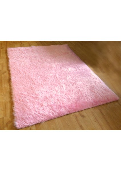 Kuzu Kürkü Dekoratif Post Halı Pembe - 80X150