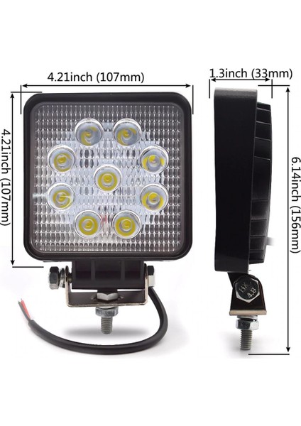 2 Adet Off Road Sis Farı Çalışma Lambası 9 Ledli 12V / 24 V