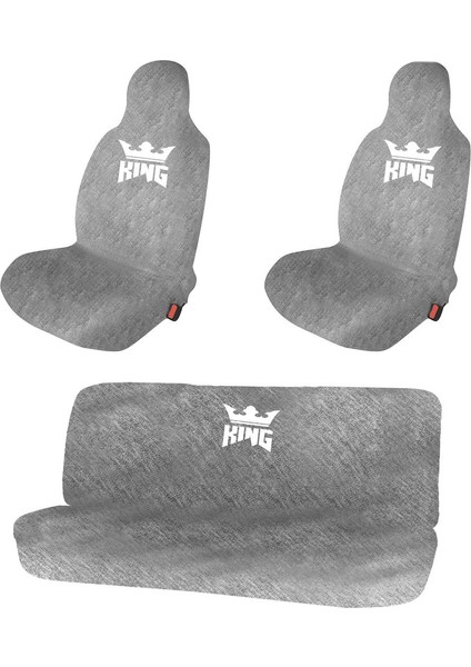 Hyundai Elentra Oto Koltuk Koruyucu Kılıf Araba Araç Servis Kılıfı Gri King Baskılı Ön Arka Set