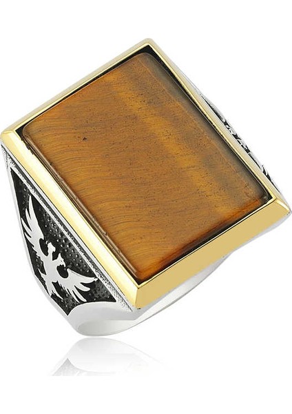 Gümüş Kaplan Gözü Erkek Yüzük