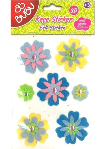 Keçe Sticker Mavili Çiçekler STS010(ST0032)