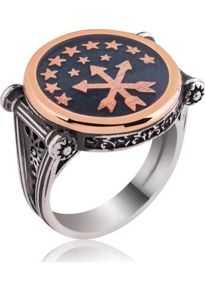 Gümüş Çerkes Bayrağı Erkek Yüzük
