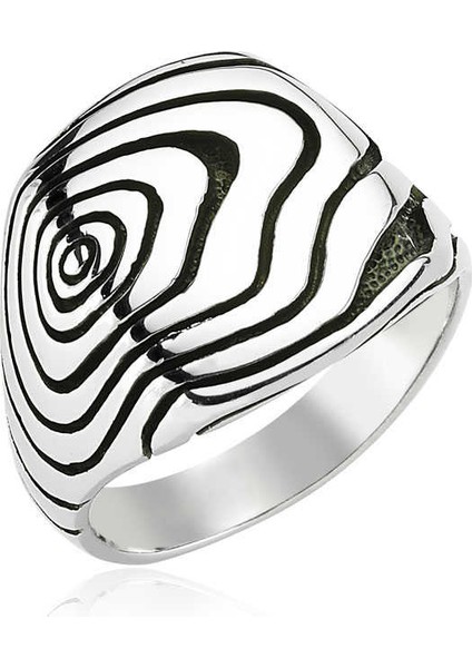 Gümüş Desenli Erkek Yüzük