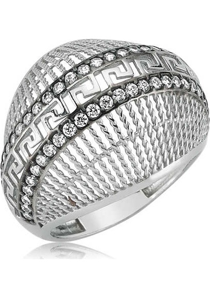 Gümüş Çift Sıra Taşlı Kadın Yüzük