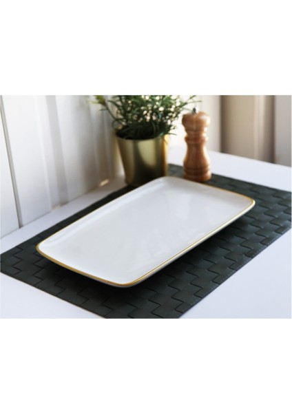 Gönül Gnl G2808 Seramik Beyaz Gold Ordöv Tabağı