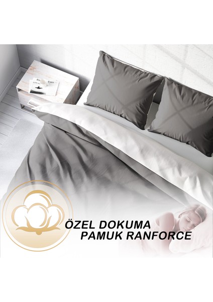 Deluxe Çift Taraflı Pamuk Ranforce Çift Kişilik Nevresim Takımı