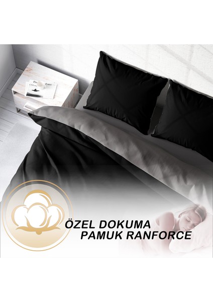 Deluxe Çift Taraflı Pamuk Ranforce Çift Kişilik Nevresim Takımı