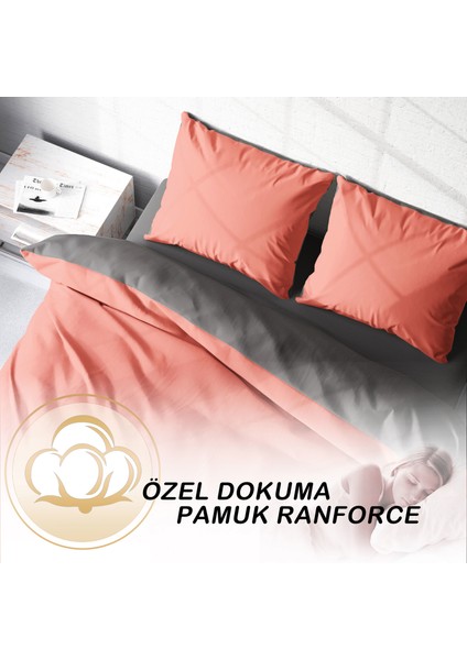 Deluxe Çift Taraflı Pamuk Ranforce Çift Kişilik Nevresim Takımı