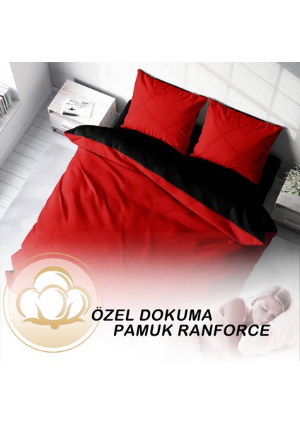 Deluxe Çift Taraflı Pamuk Ranforce Çift Kişilik Nevresim Takımı