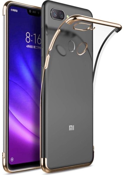 Xiaomi Mi 8 Lite Köşeleri Renkli Şeffaf Kamera Korumalı Kılıf