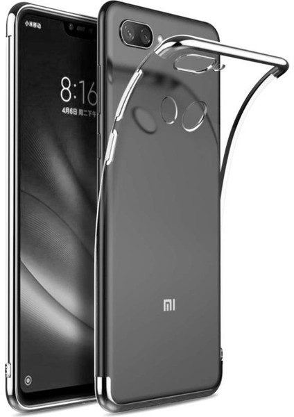 Xiaomi Mi 8 Lite Köşeleri Renkli Şeffaf Kamera Korumalı Kılıf