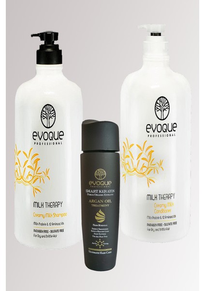 Milk Therapy Sülfatsız Şampuan 1000 ml + Sülfatız 1000 ml + Keratın Argan Yağ 125ML