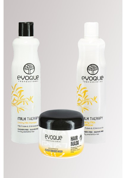 Milk Therapy Sülfatsız Şampuan 400 ml + Saç Kremi 400 ml + Hair Mask Krem 500 ml