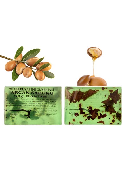 Ruşur Taşı Sabunu Argan Özlü Saç Bakımı %100 El Yapımı
