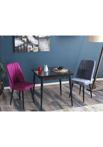 80x80 Bendir Kare Masa ve 2 Polo Sandalye Takımı