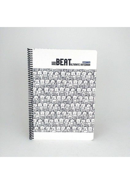 A4 Spiralli Çizgili Desenli Defter 80 Yaprak Beyaz