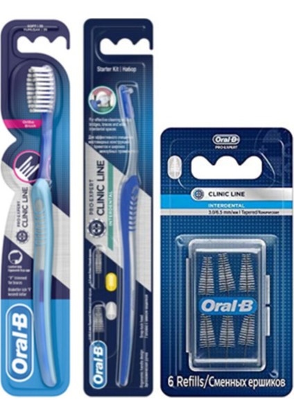 Arayüz Diş Fırçası + Ortodontik Diş Fırçası 35 Soft Arayüz Eğimli Yedek Fırça 6\'lı