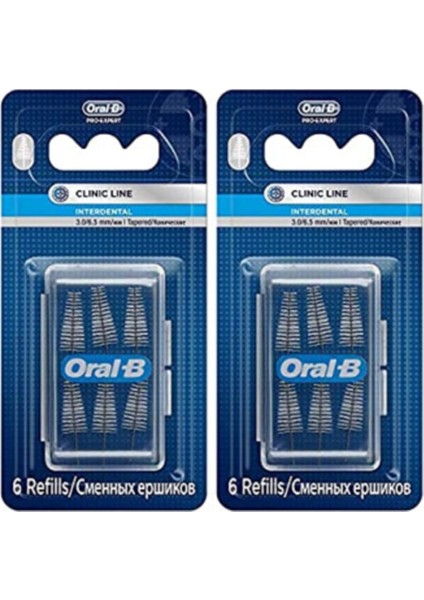 Interdental Arayüz Fırçası Eğimli Yedek 6\'lı 3.0/6.5mm x 2 Paket