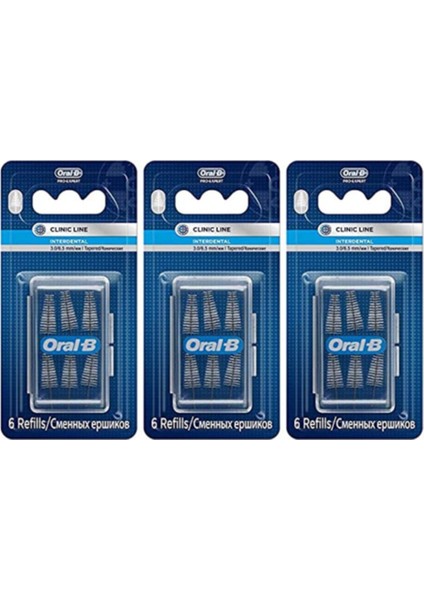 Interdental Arayüz Fırçası Eğimli Yedek 6\'lı 3.0/6.5mm x 3 Paket