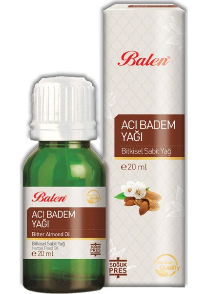 3 Adet Balen Acı Badem Yağı Doğal,saf (Soğuk Pres) 20 ml