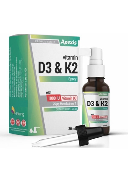 Premium Series D3&k2 1000 Iu Vitamin D3 30 ml Oral Sprey