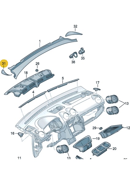 Caddy Cam Su Izgarası Uc Plastıgı Sag [2K0819448B]