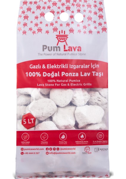 Pumice World Lav Taşı Beyaz, Ponza Mangal Taşı, Mangal Kömürü