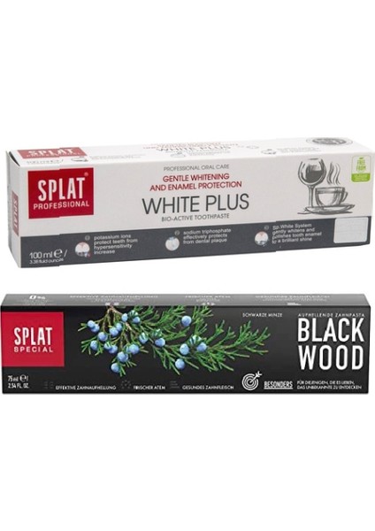 Splat Black Wood Diş Macunu 75 ml +Splat White Plus Diş Macunu 100 ml