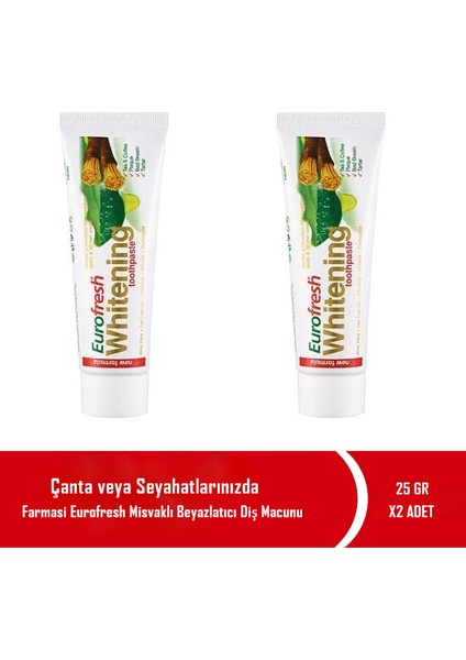 Eurofresh Aloe Veralı Misvaklı Diş Macunu 25 ml x 2