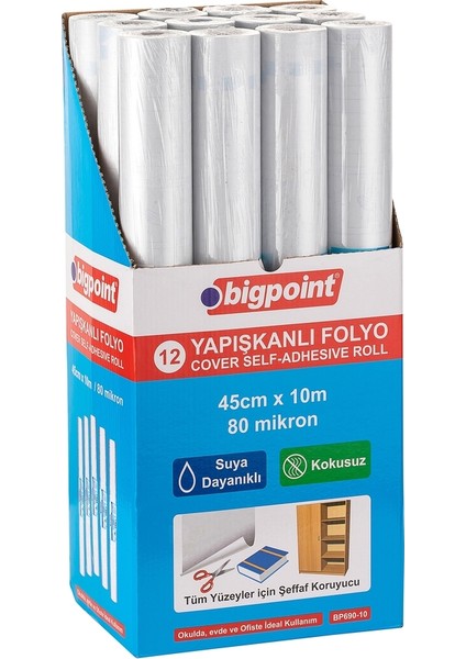 Yapışkanlı Asetat Şeffaf Rulo 10M 80 Micron