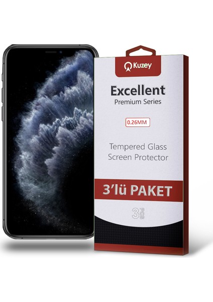 Apple iPhone 11 Pro Temperli Ekran Koruyucu Kırılmaz Cam Ekonomik 3 Adet Şeffaf