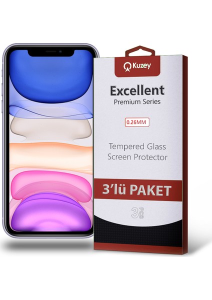 Apple iPhone 11 Temperli Ekran Koruyucu Kırılmaz Cam Ekonomik 3 Adet Şeffaf fiyatları