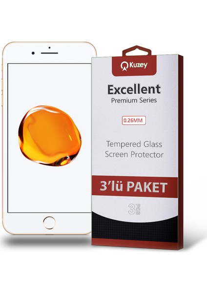 Apple iPhone 7 Plus Temperli Ekran Koruyucu Kırılmaz Cam Ekonomik 3 Adet Şeffaf