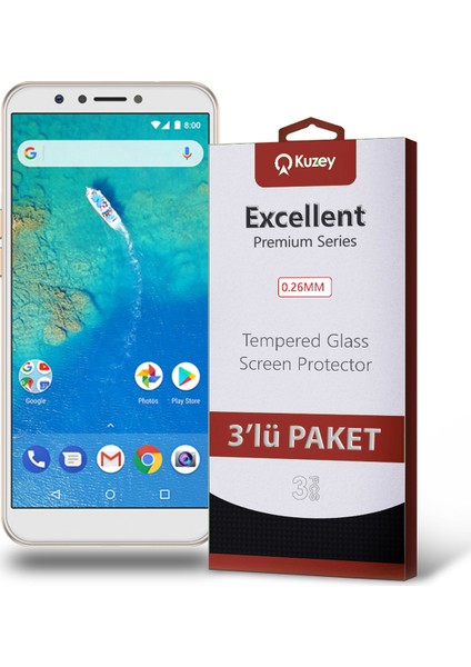 General Mobile Gm8 Temperli Ekran Koruyucu Kırılmaz Cam Ekonomik 3 Adet Şeffaf